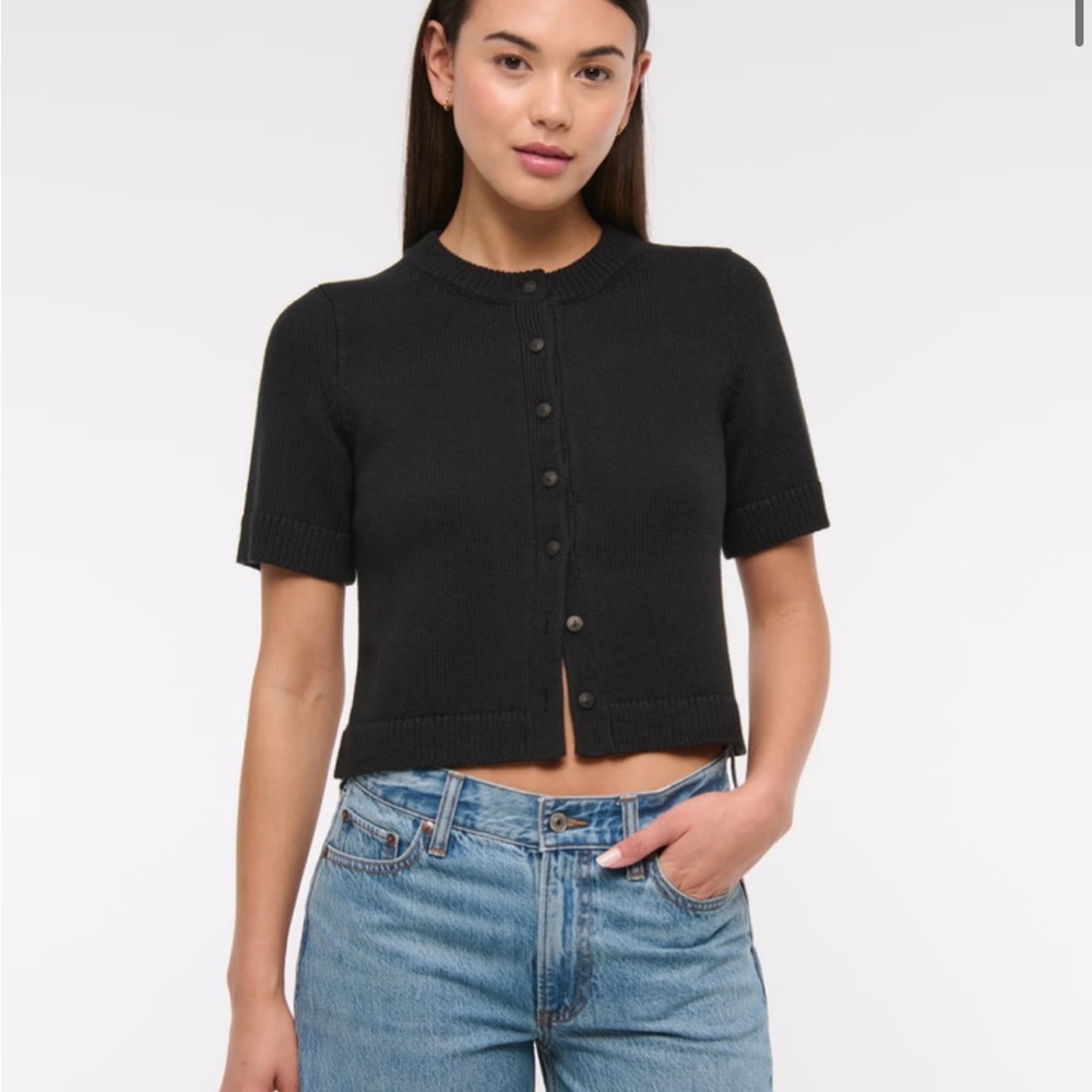 Abercrombie & Fitch Black Button-Up Cardigan